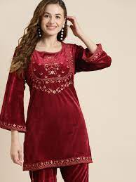 Kurti de diseñador (Rojo vino)