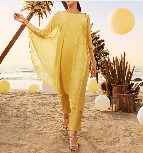 Kurta asimétrica con forro y pantalones